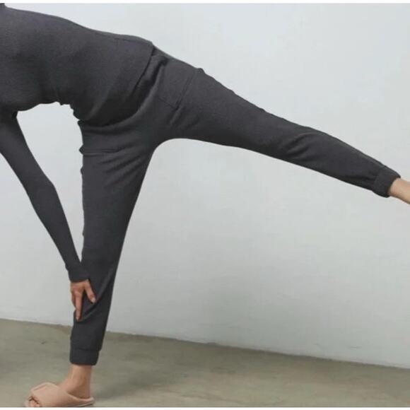 Lunya Restore Thermal Draped Jogger Medium Gray Waffle Knit Lounge Pants Comfort - Picture 16 of 16